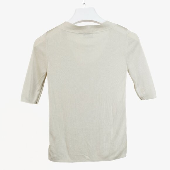 Akris Cream Scoop Neck Beige Knit Top - Picture 2 of 8